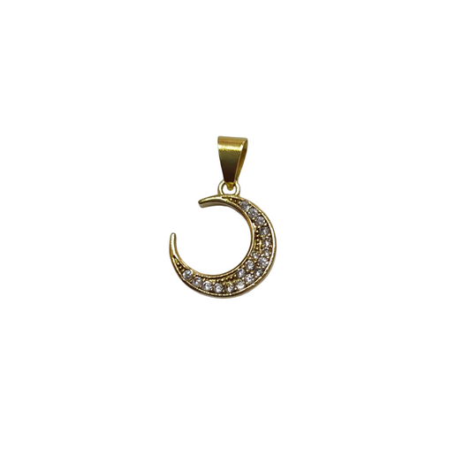 Stardust Crescent Gold Charm ~ 14k Gold Plated Brass Charm for Necklaces and Bracelets