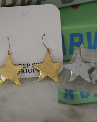 Star Earrings 24k Gold Plated Pewter