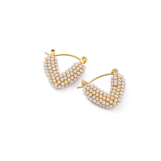 Serena V-Pearl Hoops~ Deep South Originals