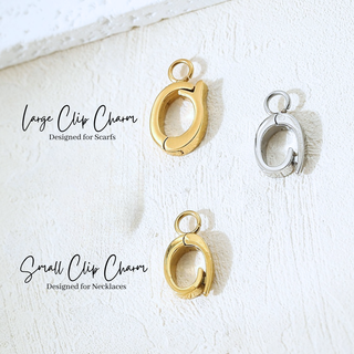 Charm Clip for Scarves and Necklaces 14K Gold PVD Plated