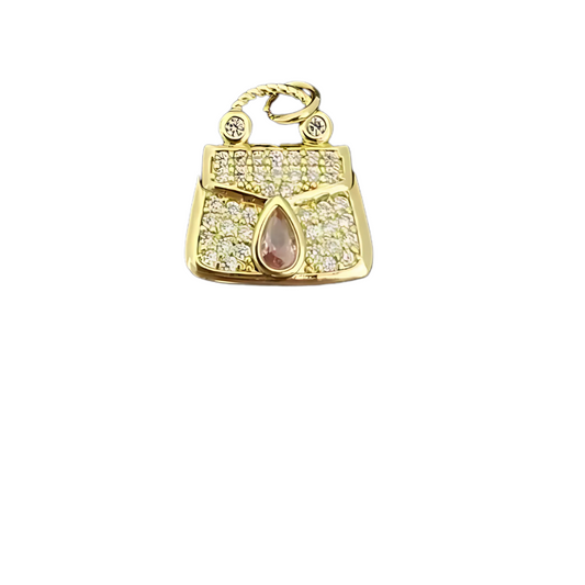 Glam Purse Charm ~ 14k Gold Plated Brass Charm for Necklaces and Bracelets