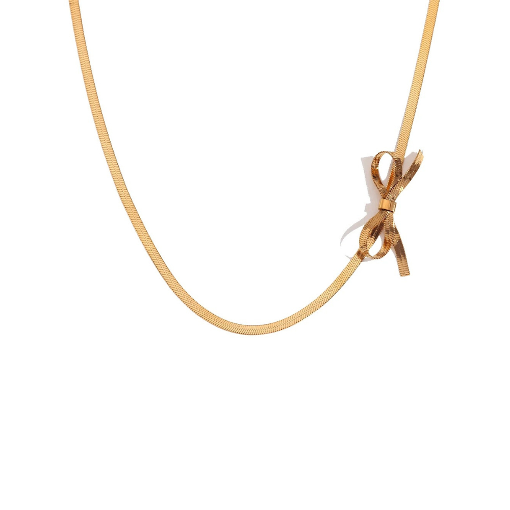 Herringbone Chain Bow Necklace