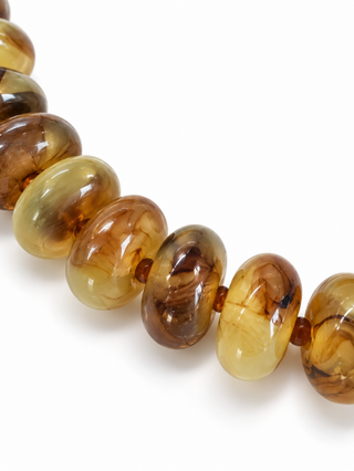 Bentley Marbled Necklace & Bracelet Set – Chartreuse & Brown