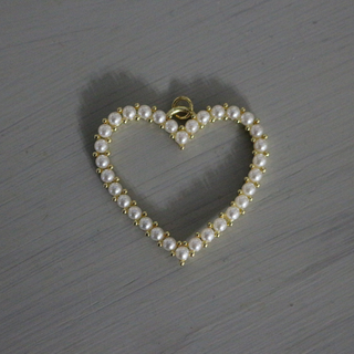 Large Pearl Heart Charm