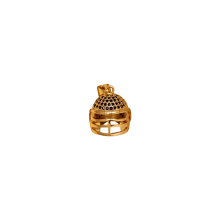 Football Helmet Charm Pendant – Gold with Black CZ Accents