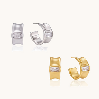 Lennox CZ Hoop Earrings – 18K Gold-Plated Non-Tarnish