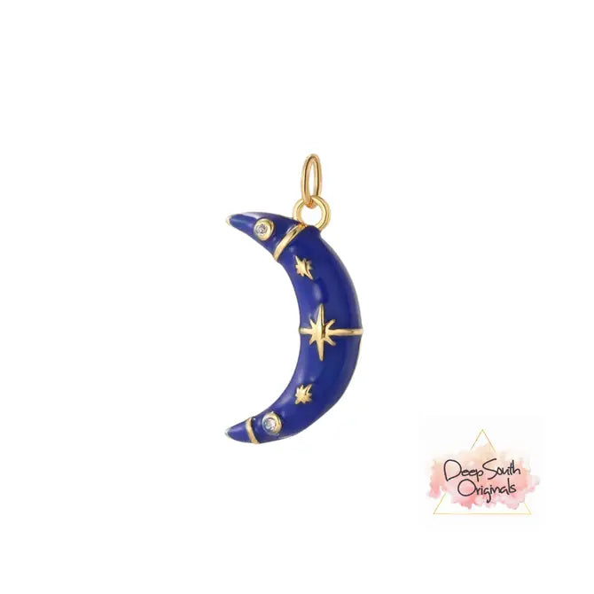 Blue Crescent Moon Charm -  - 