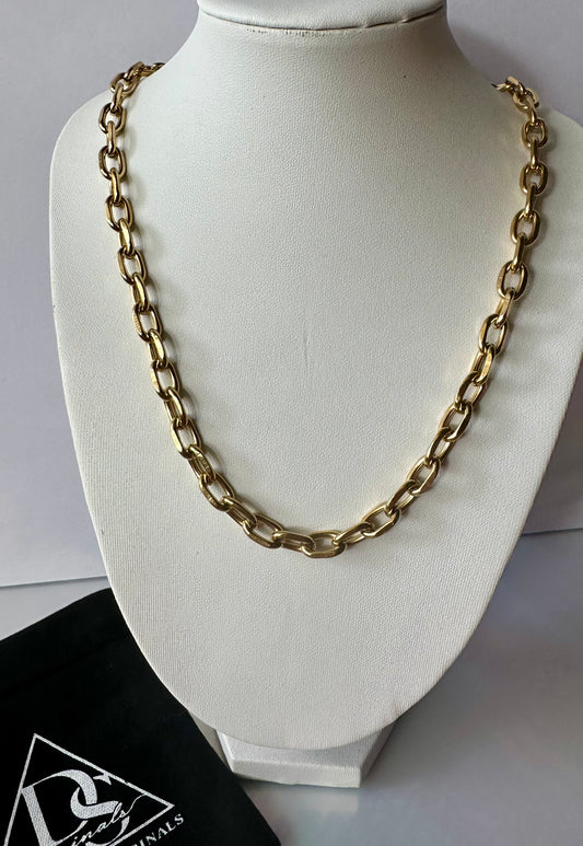 Flat Link Chain Necklace ~ 18k Gold Plated Stainless Steel