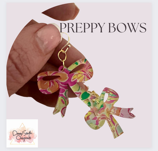 Preppy Bow Acrylic Earrings-Sunshine Meadows