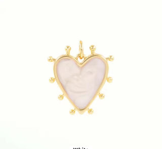 White Marbled Heart Charm ~ Deep South Originals