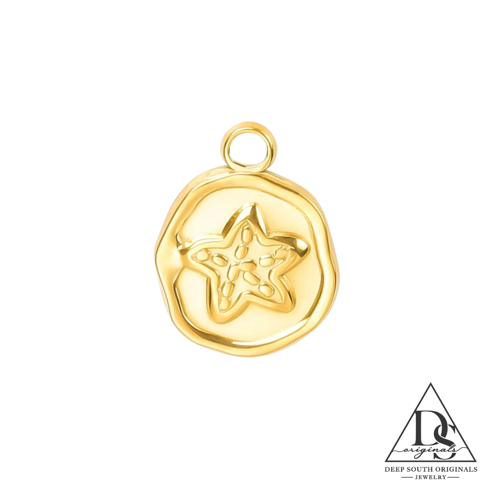 Gold Starfish Coin Charm -  - 