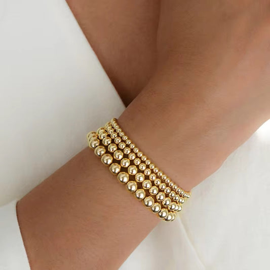 Stainless Steel Waterproof Gold Beaded Bracelets