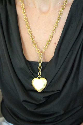 Hammered Heart Lariat Necklace