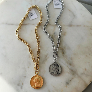 Roman Coin Medallion Necklace - Stainless Steel