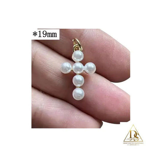 Pearl Cross Charm -  - 