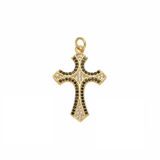 Black and Gold Paved Charm ~ 18k Gold Filled Charm for Necklaces and Bracelets