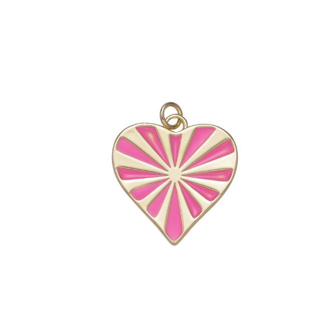 Pink Sunshine Heart Charm ~ 14k Gold-Filled