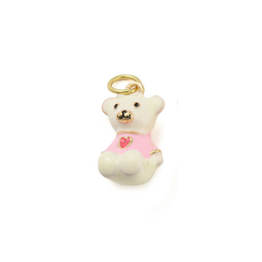 Polar Bear Charm ~ 14k Gold Plated Stainless Steel with Enamel