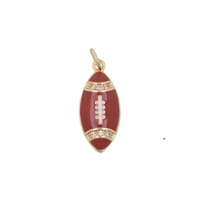 Brown Football Charm ~ 14k Gold Plated Brass  Charm for Necklaces and Bracelets