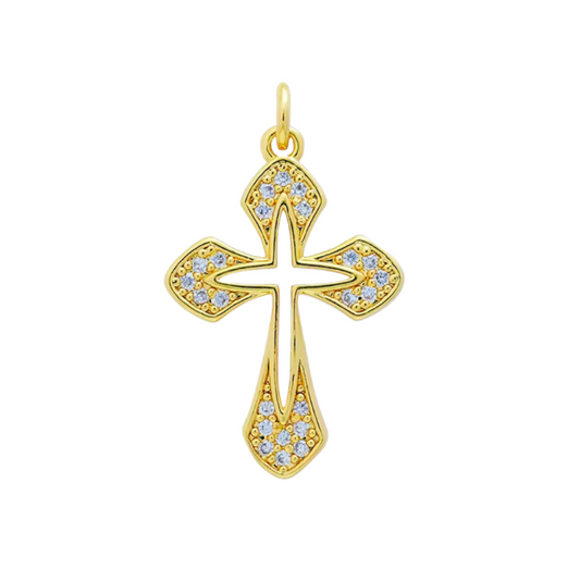 Radiant Cross Charm ~ 14k Gold Filled Stainless Steel