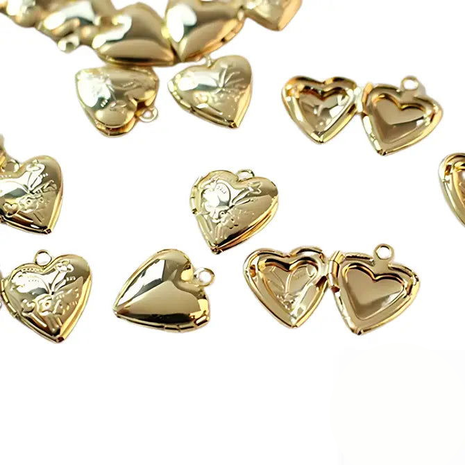 Mini Heart Locket Charm~ 18k Gold Plated Brass Charm for Necklaces and Bracelets