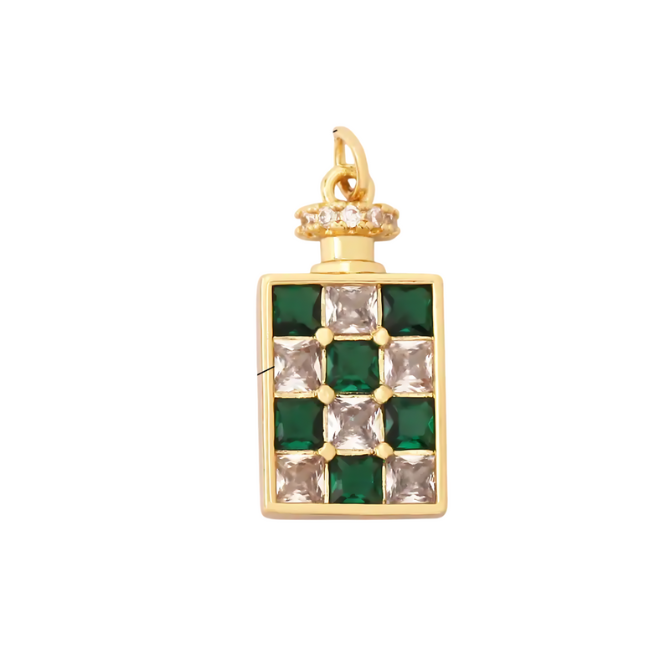 Emerald Perfume Bottle Charm  ~ 14k Gold Filled Charm for Necklaces and Bracelets