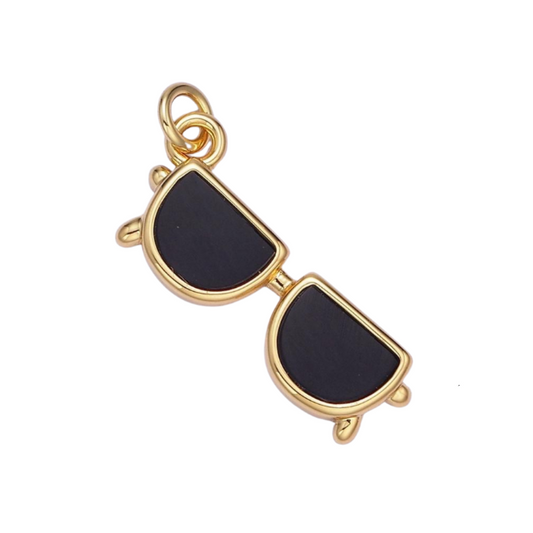 Sunny Day Shades Charm ~ 18k Gold Plated Brass & Enamel Charm for Necklaces and Bracelets