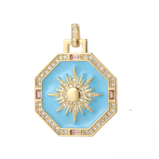 The Turquoise Starburst Hexagon Charm