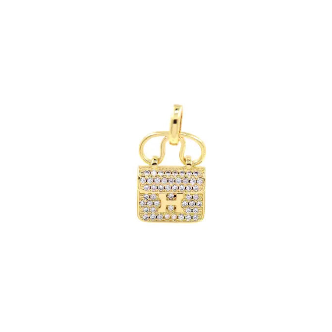 Glitzy Handbag Charm ~  14k Gold Plated Brass Charm for Necklaces and Bracelets