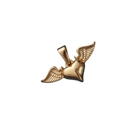 Winged Heart Charm~ 18k Gold Plated Stainless Steel