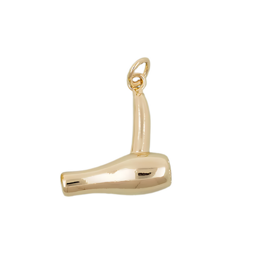 Hair Dryer Charm ~ 14k Gold Plated Brass Charm for Necklaces and Bracelets