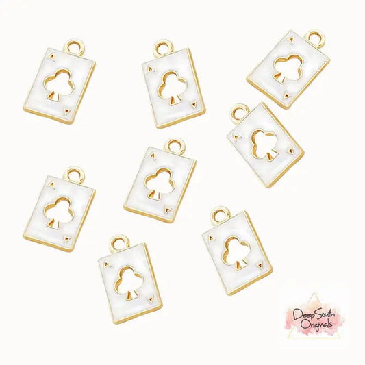 White Playing Card Charms -  - 