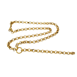 Anchor Drop Chain Necklace in polished gold-tone metal with chunky oval links and a prominent circular drop ring