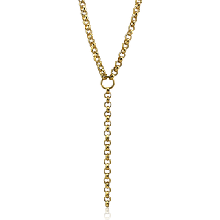 Anchor Drop Chain Necklace in gold-tone metal with chunky oval links and a long, narrow chain drop.
