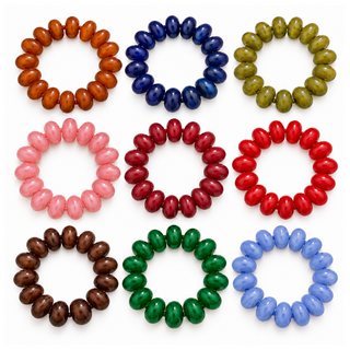 Bentley Bracelet set with glossy chunky oval beads in orange, navy, olive, pink, burgundy, red, brown, green and light blue