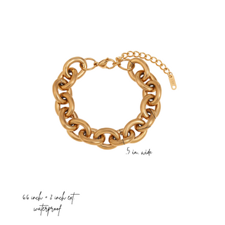 Bold Link Chain Bracelet with chunky polished gold-tone oval links and an adjustable chain clasp