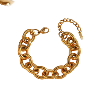 Bold Link Chain Bracelet with chunky polished gold-tone oval links and a lobster clasp with extender chain
