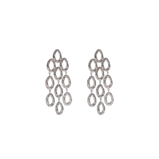 Cascade Loop Earrings in silver-tone metal with an open teardrop design, arranged in cascading layered loops
