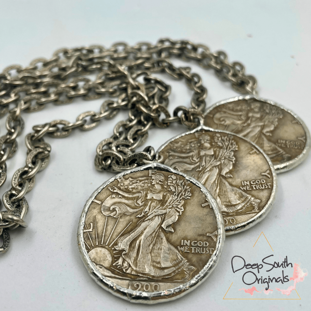 Unique Antique Coin Replica Necklace on Etched Chain - Deep South Originals