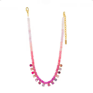Delaney Gemstone Drop Necklace with natural stone beads and zircon drops