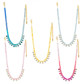 Delaney Gemstone Drop Necklace with natural stone beads and zircon drops