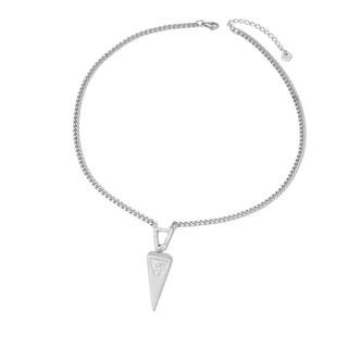 Geo Point Pendant necklace in silver-tone metal with a fine chain and a long triangular drop set with small clear stones