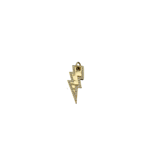 Gold Lightning Bolt Charm in a polished gold-tone finish, featuring a jagged bolt shape with small sparkling stones.