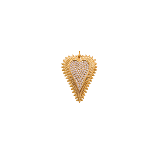 Illuminated Crystal Heart charm in gold-tone metal with a textured sunburst edge and sparkling crystal heart center