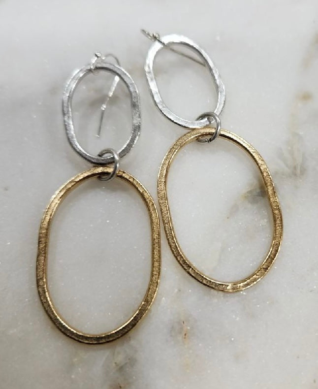 Double Mixed Metal Oval Earrings - Deep South Originals
