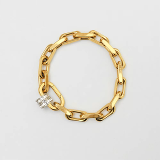 Luxe Link Bracelet with a polished gold-tone chunky link chain and a small clear crystal charm accent.