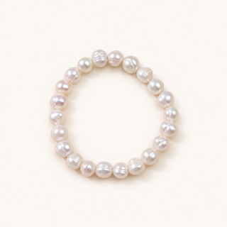 Pearl Heirloom Stretch Bracelet featuring natural genuine freshwater pearls with unique shapes and lustrous finish on a stretch cord