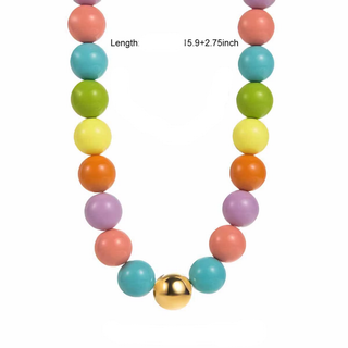 Piper beaded necklace with glossy acrylic beads and gold-tone center bead