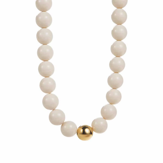 Piper beaded necklace with glossy oversized acrylic beads and gold-tone center