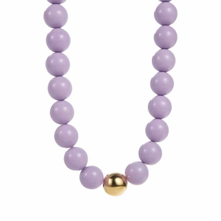 Piper beaded necklace with glossy acrylic beads and gold-tone center